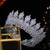 Aoligrace Luxury Cubic Zirconia Wedding Round Tiaras CZ Queen Princess Large Crowns Pageant Hair Jewelry Gifts for Women Wife view 2