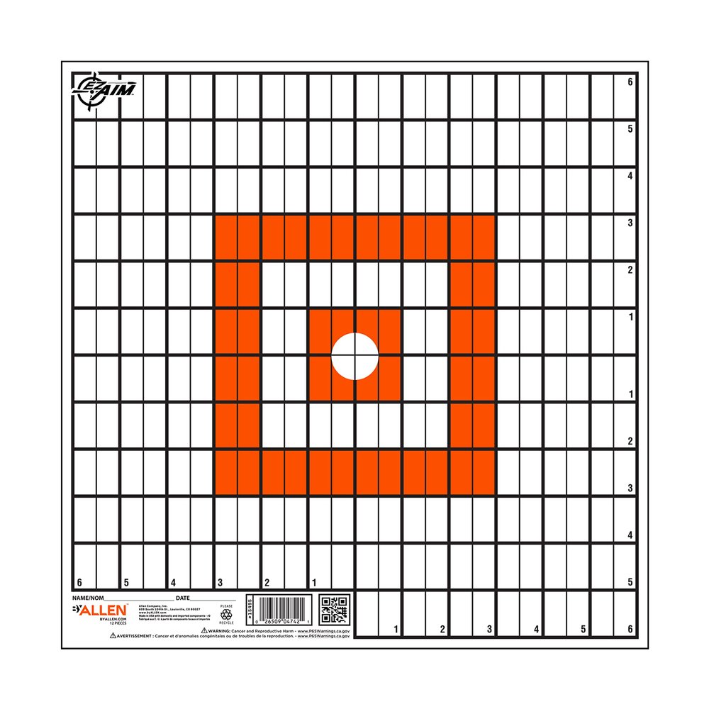 Allen Company Ez-Aim 12 inch x 12 inch Paper Grid Target, 12 Targets per Pack, Orange