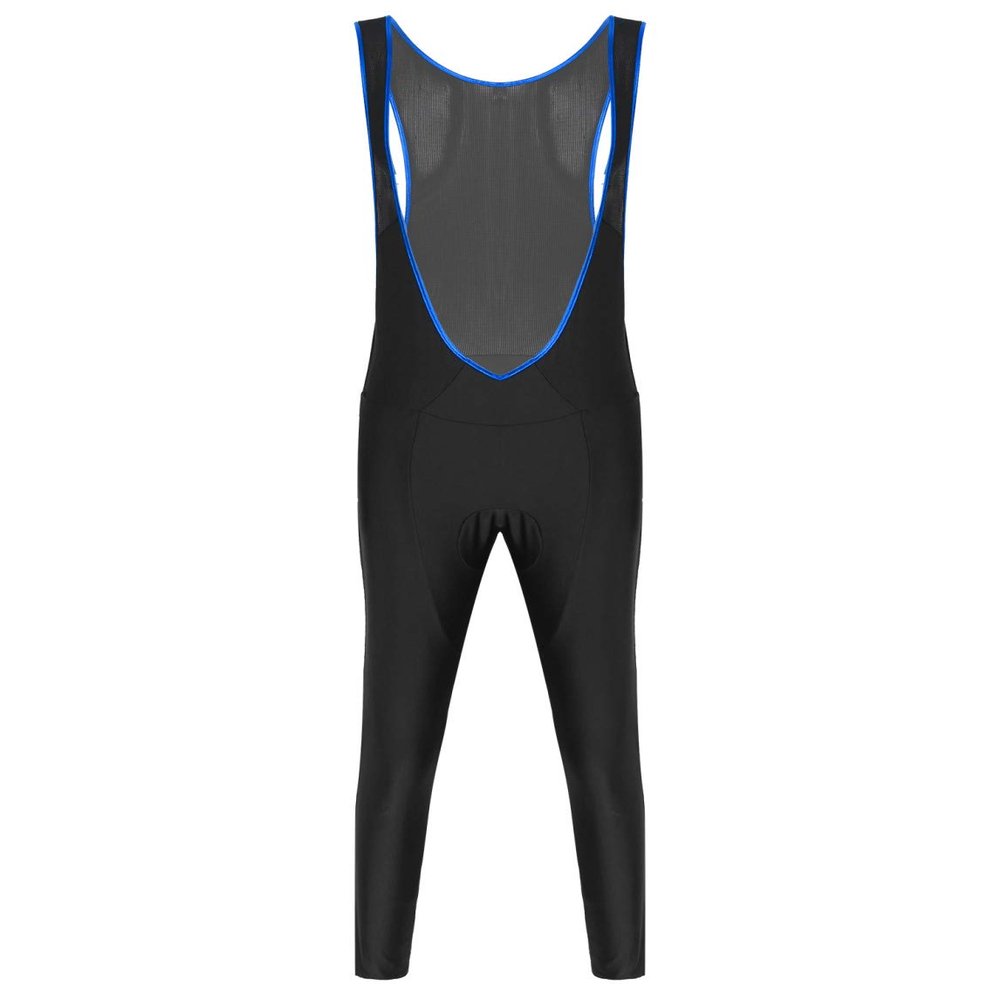 ACSUSS Mens Cycling Bib Pants Sleeveless Bodysuit Open Front Mesh Patchwork Riding Bicycle Tights Blue M
