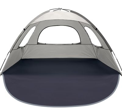 WhiteFang Beach Tent Anti-UV Portable Sun Shade Shelter for 3 Person, Extendable Floor with 3 Ventilating Mesh Windows Plus Carrying Bag, Stakes and Guy Lines (Baby's Breath)