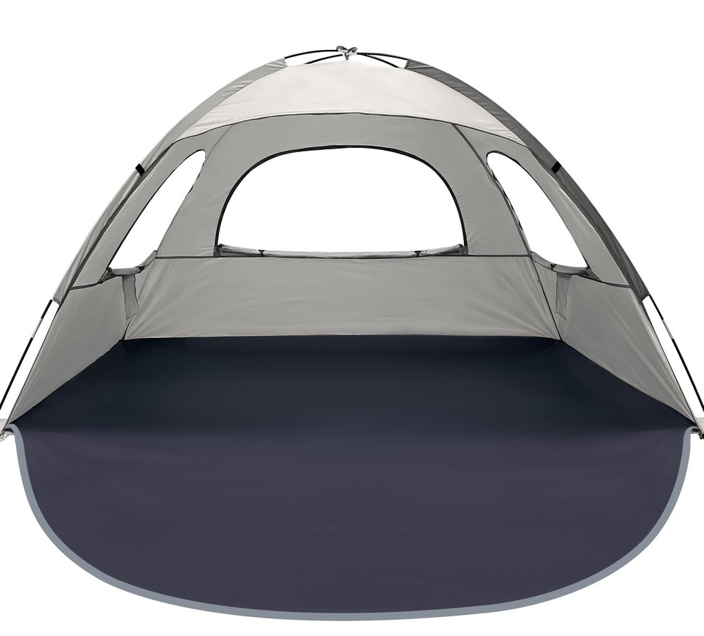 WhiteFang Beach Tent Anti-UV Portable Sun Shade Shelter for 3 Person, Extendable Floor with 3 Ventilating Mesh Windows Plus Carrying Bag, Stakes and Guy Lines (Baby's Breath)