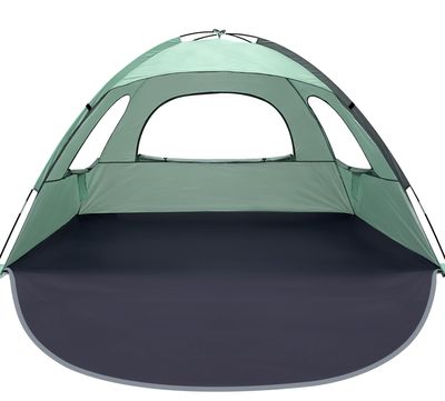 WhiteFang Beach Tent Anti-UV Portable Sun Shade Shelter for 3 Person, Extendable Floor with 3 Ventilating Mesh Windows Plus Carrying Bag, Stakes and Guy Lines (Mint Green)
