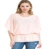 LEEBE Women and Plus Size Double-Layered Print Chiffon Poncho Blouse Top (Small-5X) (1X, Dusty Pink Studded) view 1