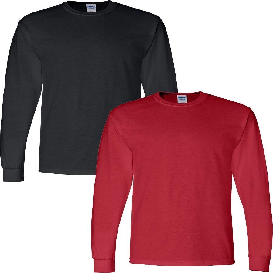 Gildan - DryBlend 50/50 Long Sleeve T-Shirt 2-Pack 8400-XL-Black-Red