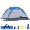 Glymnis Pop Up Beach Tent Sun Shade Shelter for 3-4 Person with UPF 50+, Lightweight & Easy Setup, Vent Windows & Zippered Door, Extended Floor Family Instant Beach Tent view 1