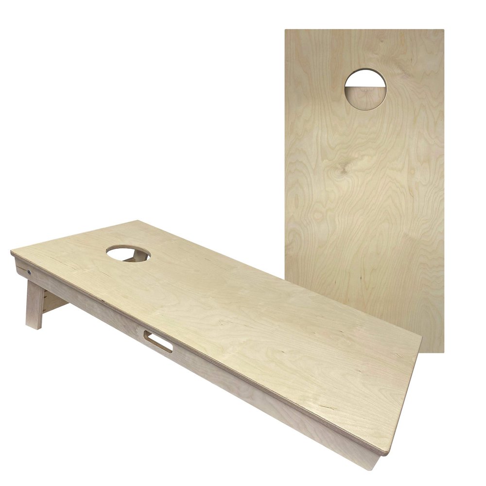 CornholeAce Unfinished Cornhole Boards - NO Poly - No Bounce! Pro Style, Made of Baltic Birch, Includes Handles, Made in USA, Professional Tournament ACE Pro Series