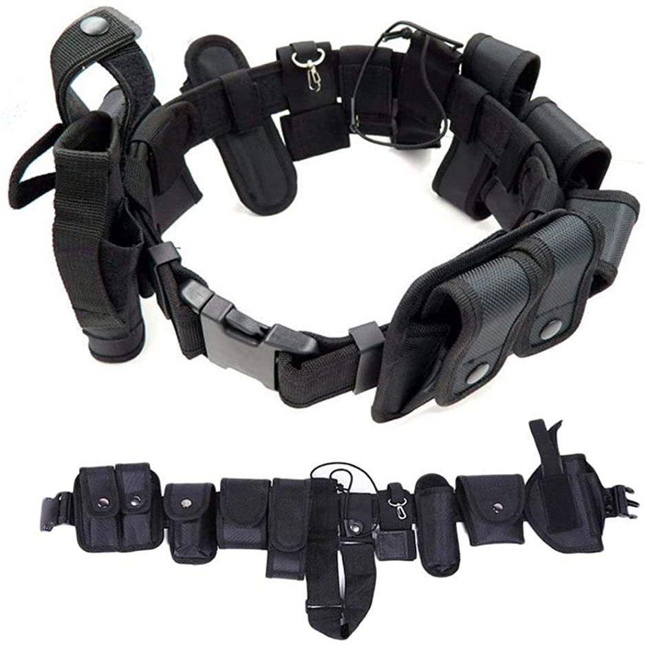 Ltvystore Law Enforcement Utility Tactical Belt Multifunctional Outdoor 10 in 1 Training Waist Belt Adjustable Modular Equipment Duty Belts Hiking Police Security Guard Military Hunting