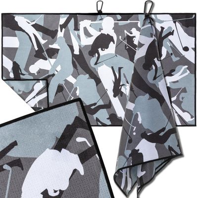 ANNIE FIORI Golf Towel (34" x 20") | Funny Camo, Microfiber Waffle Golf Towels For Golf Bags with Quick Dry Technology & Black Carabiner Clip - Golf Accessories for Men & Women, Ideal Gift for Golfers