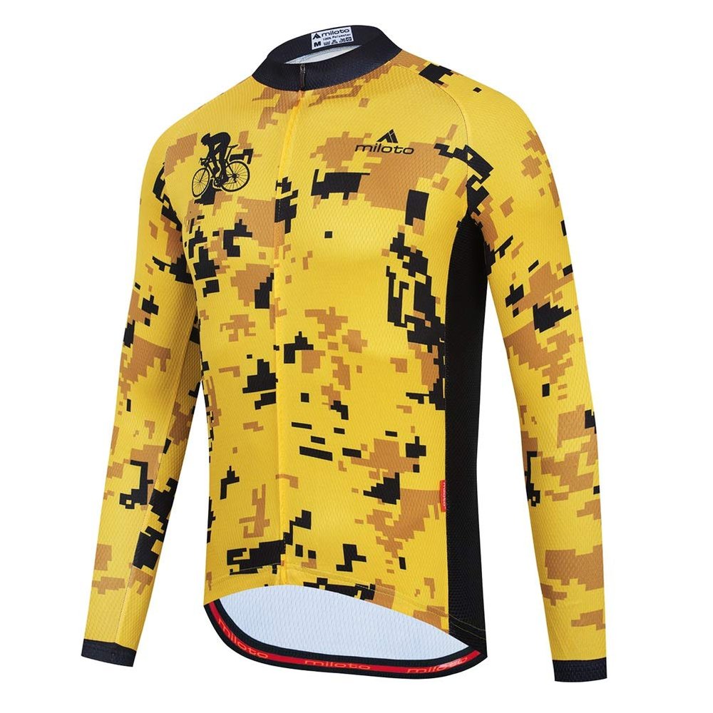 Uriah Men's Cycling Jacket Long Sleeve Reflective Yellow Gold Size XXL(CN)
