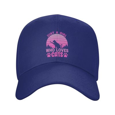 BASTU Just A Girl Who Loves Cats Baseball Cap for Men Women Dad Hat Classic Adjustable Golf Hats Blue