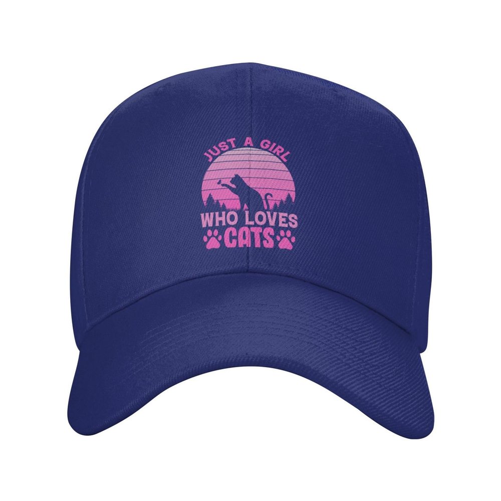 BASTU Just A Girl Who Loves Cats Baseball Cap for Men Women Dad Hat Classic Adjustable Golf Hats Blue