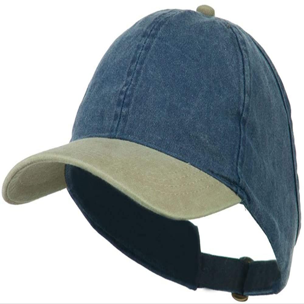 Ashen Fane Women's Washed Cotton Ponytail Baseball Cap, Blue Khaki