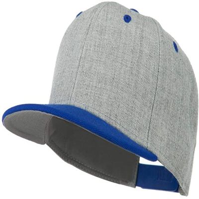 Ashen Fane Wool Blend 6 Panel Snapback Flat Bill Two Tone Hat, Royal Heather Gray