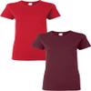 Gildan Women's Heavy Crewneck Cap Sleeve, 2-Pack Red-Maroon Large view 1