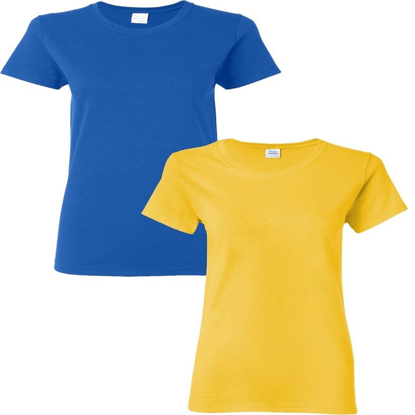 Gildan Women's Heavy Crewneck Cap Sleeve, 2-Pack Royal-Daisy Large