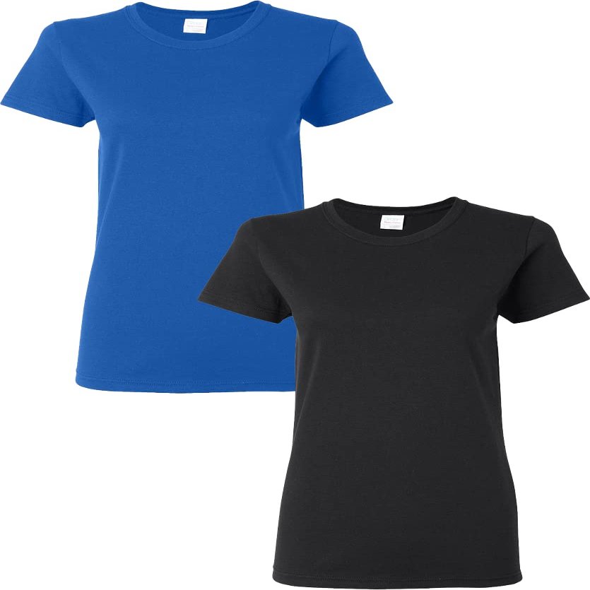 Gildan Women's Heavy Crewneck Cap Sleeve, 2-Pack Royal-Black Medium