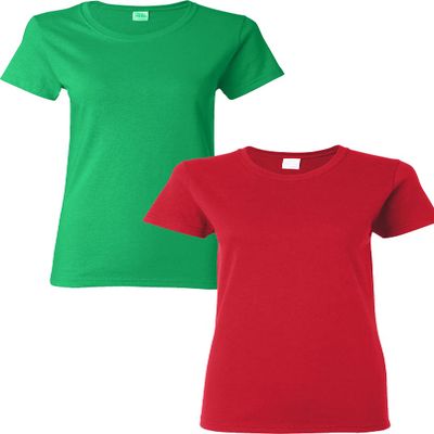 Gildan Women's Heavy Crewneck Cap Sleeve, 2-Pack Irishgreen-Red Medium