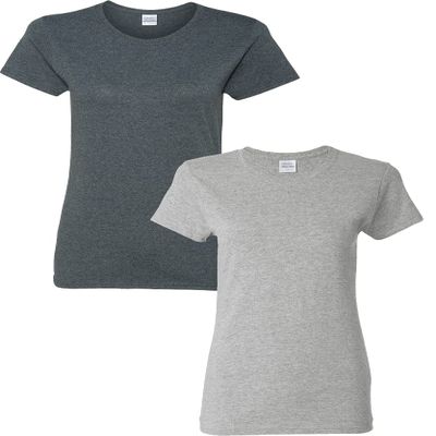 Gildan Women's Heavy Crewneck Cap Sleeve, 2-Pack DarkHeather-Sportgrey 2XL
