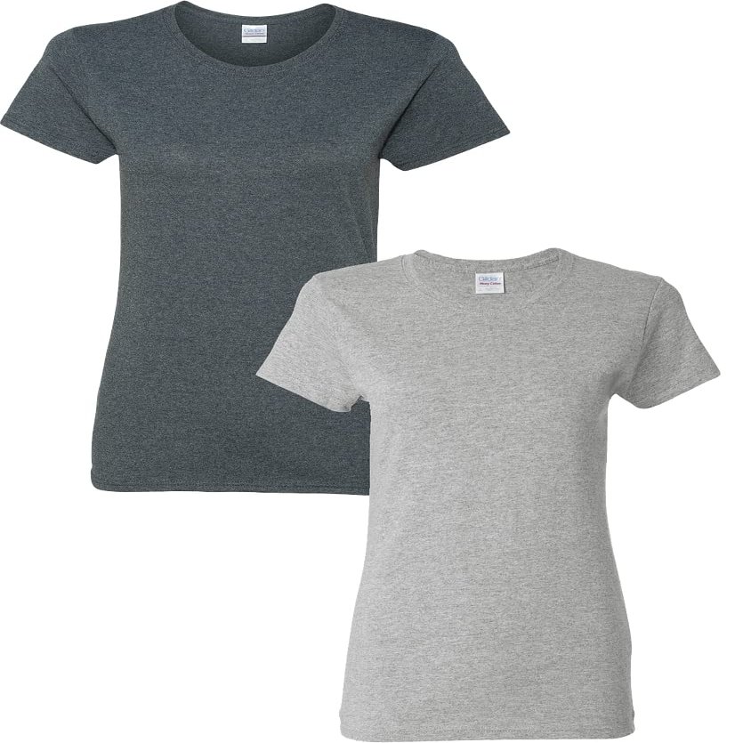 Gildan Women's Heavy Crewneck Cap Sleeve, 2-Pack DarkHeather-Sportgrey 2XL