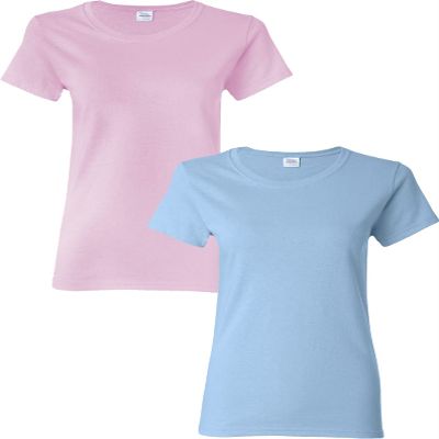 Gildan Women's Heavy Crewneck Cap Sleeve, 2-Pack LightPink-LightBlue 2XL