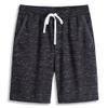 VANCOOG Mens Casual Cotton Knit Short Drawstring Elastic Yoga Gym Shorts-Black Melange-S view 1