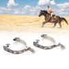 Horse Spurs,1 Pair Boot Spurs Roller Ball Spurs 3.35x3.15inch Stainless Steel Silver Engraved Bumper Spurs Style Horse Boot Spurs with Gear for Horse Training view 2