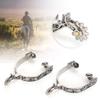 Horse Spurs,1 Pair Boot Spurs Roller Ball Spurs 3.35x3.15inch Stainless Steel Silver Engraved Bumper Spurs Style Horse Boot Spurs with Gear for Horse Training view 4