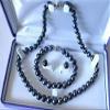 BEAD-NKEB45 7-8mm Aa+ Black Akoya Cultured Pearl Women's Classic Modern Pearl Jewelry Set view 1