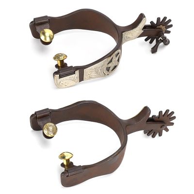 2PCS Antique Cowboy Spurs, Western Style Spurs for Cowboy Boots Black Stainless Steel Spurs with Gear Elegant Low Carbon Steel Horse Spurs for Equestrian Competition