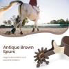 2PCS Antique Cowboy Spurs, Western Style Spurs for Cowboy Boots Black Stainless Steel Spurs with Gear Elegant Low Carbon Steel Horse Spurs for Equestrian Competition view 3