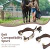 2PCS Antique Cowboy Spurs, Western Style Spurs for Cowboy Boots Black Stainless Steel Spurs with Gear Elegant Low Carbon Steel Horse Spurs for Equestrian Competition view 4
