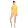Women Mock Neck Gymnastics Dance Leotard Boyshorts Long Sleeve Bodysuit Ballet Dancewear Biketard Adult Plus Size Shorts Jumpsuit One Piece Spandex Turtleneck Bodycon Romper Overall Yellow X-Small view 3