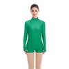 Women Mock Neck Gymnastics Dance Leotard Boyshorts Long Sleeve Bodysuit Ballet Dancewear Biketard Adult Plus Size Shorts Jumpsuit One Piece Spandex Turtleneck Bodycon Romper Overall Green Medium view 2