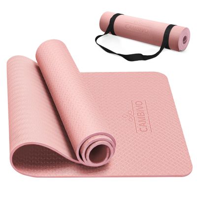 CAMBIVO Yoga Mat for Women Men Kids, 72" x 24" x 6mm Extra Thick TPE Yoga Mat Non Slip, Workout Mat with Carrying Strap for Yoga, Pilates,Stretching,Meditation and Floor Exercises