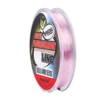 ANGRYFISH 100% Fluorocarbon Fishing Line-Invisible Underwater-Faster Sinking- Ultralow Stretch-Fishing Leader Line 2-30LBPink9LB/0.234MM-165YD