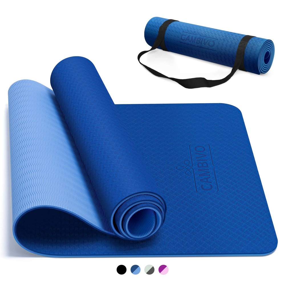 CAMBIVO Pilates Mat for Women Men Kids, 72" x 24" TPE Thick Yoga Mats, 1/3 & 1/4 Inch Yoga Mat Non Slip, Workout Mat with Carrying Strap for Yoga, Meditation and Floor Exercises