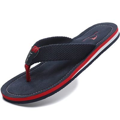 Quickshark Mens Flip Flops Vintage Sandals Comfort Summer Beach Slippers Arch Support Blue/Red Size 11