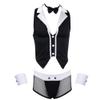 LiiYii Men's Sexy Maid Cosplay Outfits Lingerie Set Vest Tank Tops with Boxer Briefs Black One Size view 1