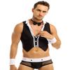 LiiYii Men's Sexy Maid Cosplay Outfits Lingerie Set Vest Tank Tops with Boxer Briefs Black One Size view 2