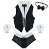 LiiYii Men's Sexy Maid Cosplay Outfits Lingerie Set Vest Tank Tops with Boxer Briefs Black One Size view 3