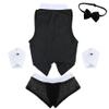 LiiYii Men's Sexy Maid Cosplay Outfits Lingerie Set Vest Tank Tops with Boxer Briefs Black One Size view 4