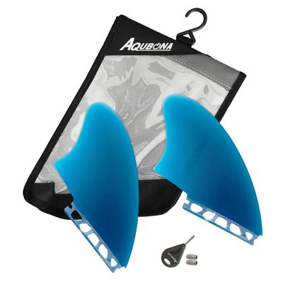 AQUBONA Futures Twin Keel Fins - Twin Fin Fish Surfboard Fins Twin Keels - Smooth Fiberglass Flex (Blue B)
