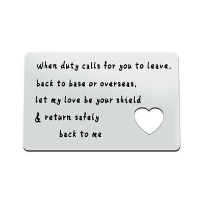 Military Gift Military Engraved Wallet Inserts Card for Husband Boyfriend Deployment Gift for Army,Marine Corp,Navy,Air Force,Coast Guard Valentines Gift for Him Men(When Duty Calls for You to Leave)