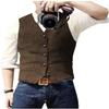 Tuikayoo Men's Tweed Suit Vest Herringbone Slim Fit Wool Dress Waistcoat Tweed V Neck for Groomsmen(3X-Large, Coffee) view 1