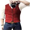 Tuikayoo Men's Tweed Suit Vest Herringbone Slim Fit Wool Dress Waistcoat Tweed V Neck for Groomsmen(3X-Large, Coffee) view 3