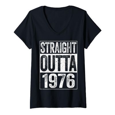 Women's Straight Outta 1976 Shirt Men Women 50th Birthday V-Neck T-Shirt