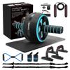 Ab Roller Wheel, 10-In-1 Ab Exercise Wheels Kit with Resistance Bands, Knee Mat, Jump Rope, Push-Up Bar - Home Gym Equipment for Men Women Core Strength & Abdominal Exercise (Blue) view 1