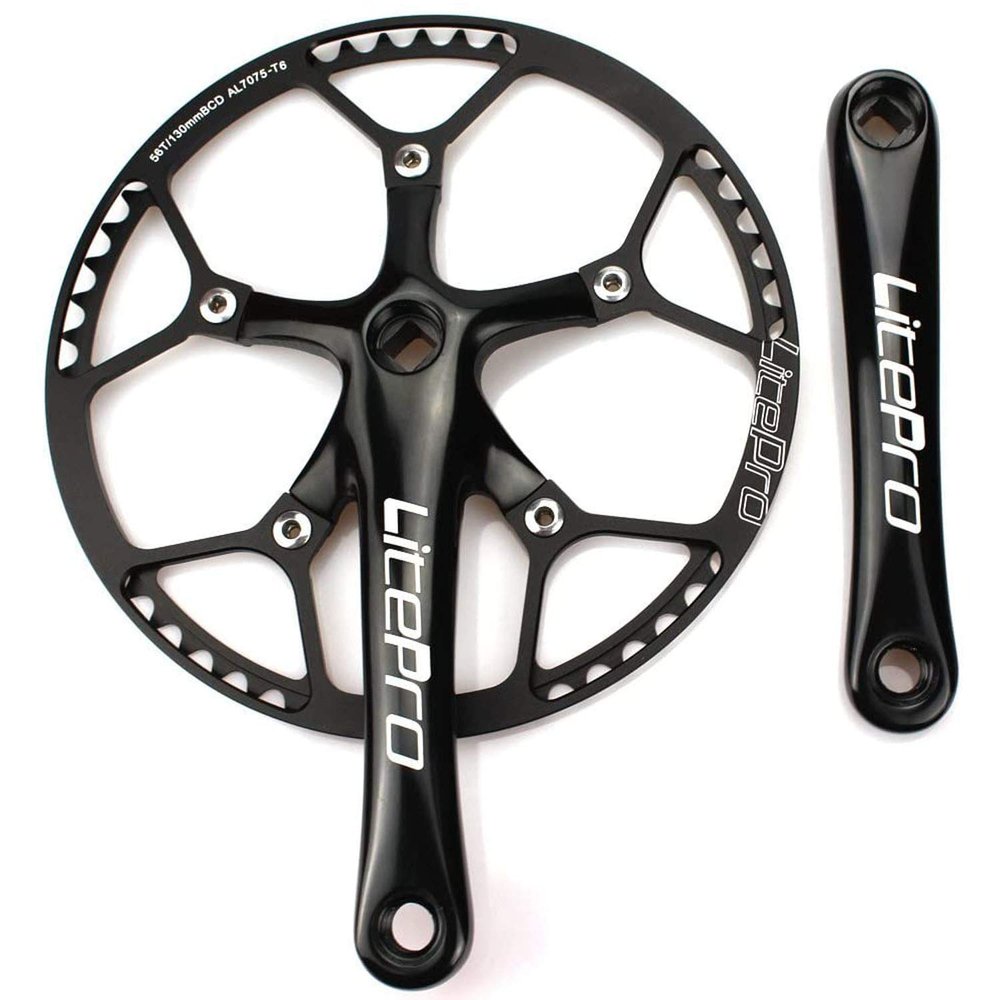 CYSKY Single Speed Crankset MTB Crankset 56T 170mm Crank Arm 130 BCD Mountain Bike Crankset IXF Crankset for Single Speed Bike, Road Bicycle, Fixed Gear, Fixie, Dahon (Square Taper, Black)