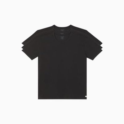 Calvin Klein Men's Cotton Stretch Undershirt Packs, 3 Black-Crewneck, Medium