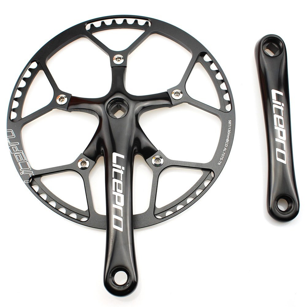 CYSKY Single Speed Crankset MTB Crankset 58T 170mm Crank Arm 130 BCD Mountain Bike Crankset IXF Crankset for Single Speed Bike, Road Bicycle, Fixed Gear, Fixie, Dahon (Square Taper, Black)